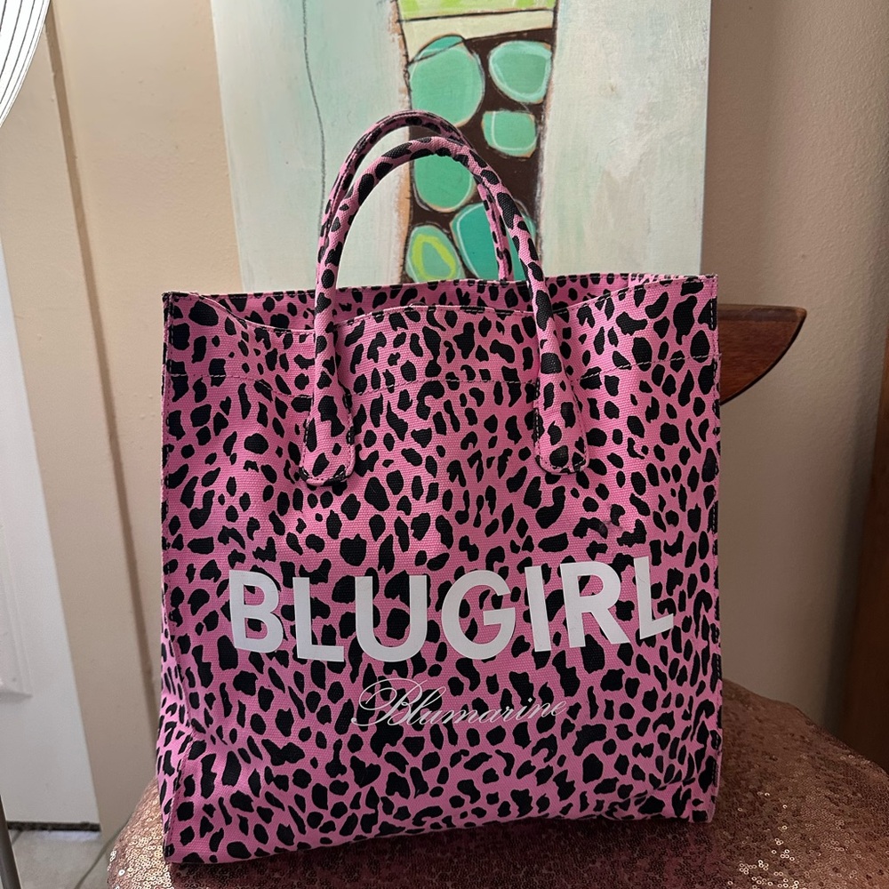 BLUGIRL Pink Leopard Print Tote Bag